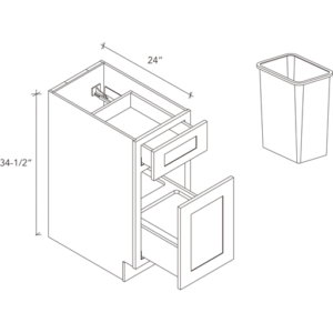 Waste Bin Base Cabinet With One Door And One Drawer