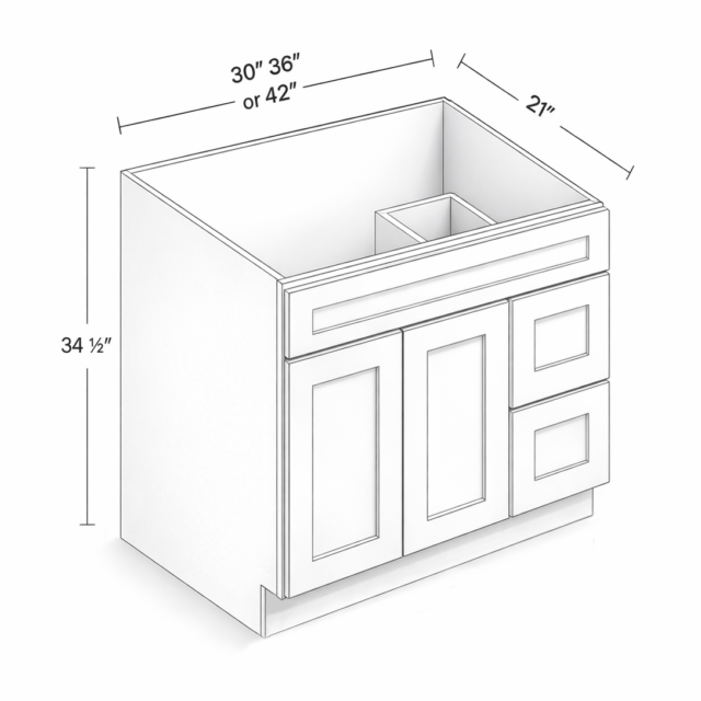 VANITY SINK DRAWER BASE DRAWER COMBO - TWO DRAWERS