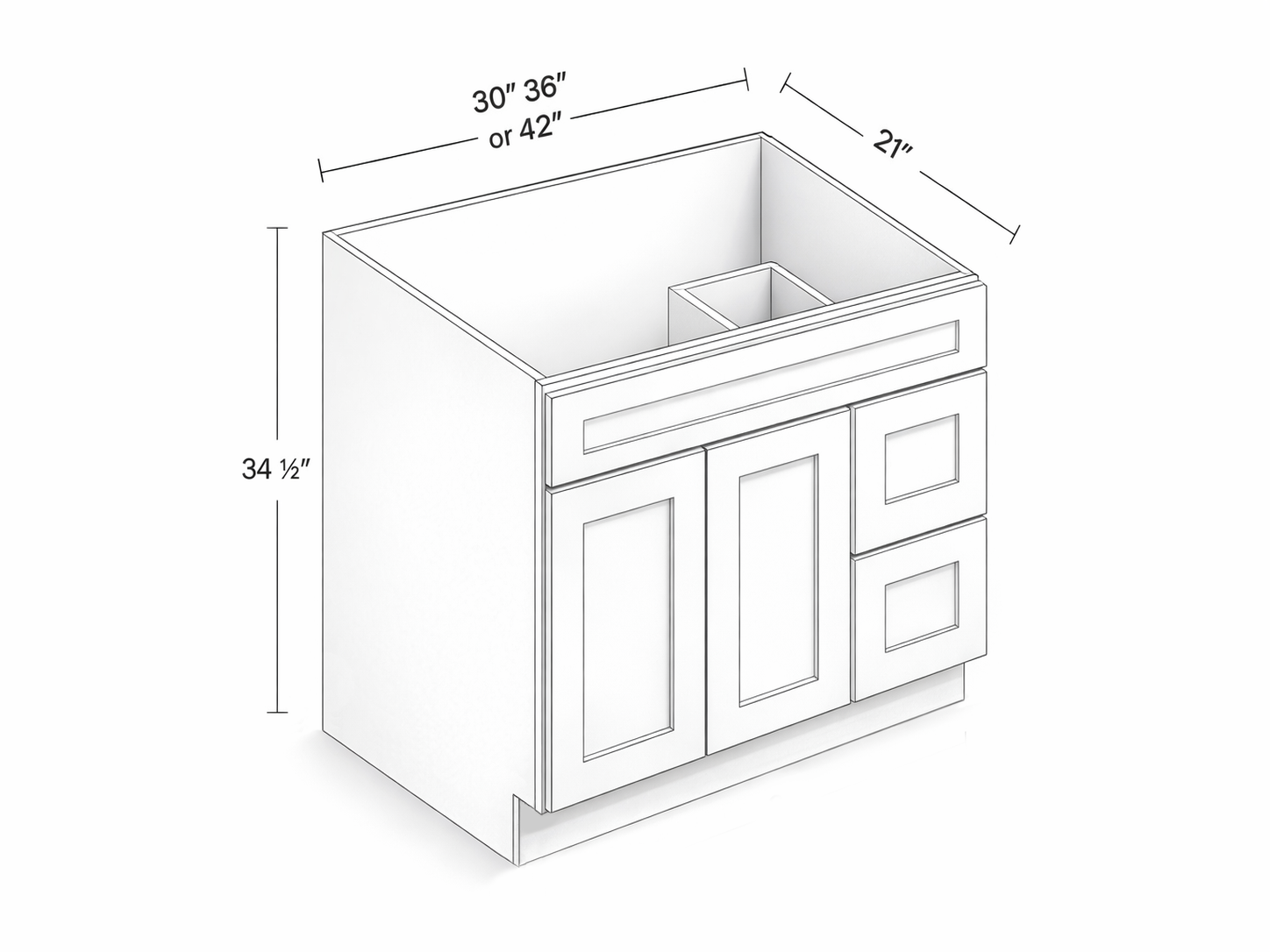 VANITY SINK DRAWER BASE DRAWER COMBO - TWO DRAWERS