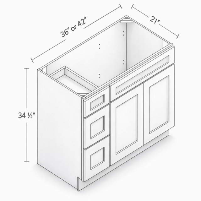 VANITY SINK DRAWER BASE DRAWER COMBO - THREE DRAWERS