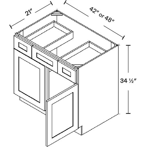 48'' Vanity, 6 x 12"W DrCOers,2 Doors 12"W