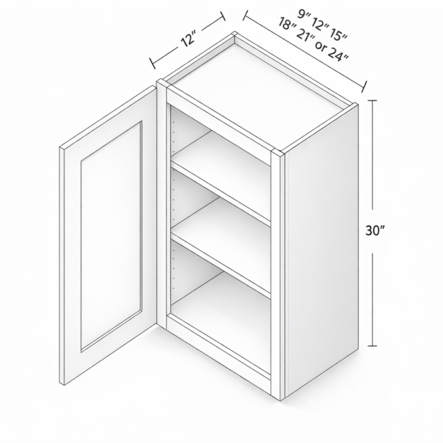 30" HEIGHT ONE DOOR - TWO SHELVES