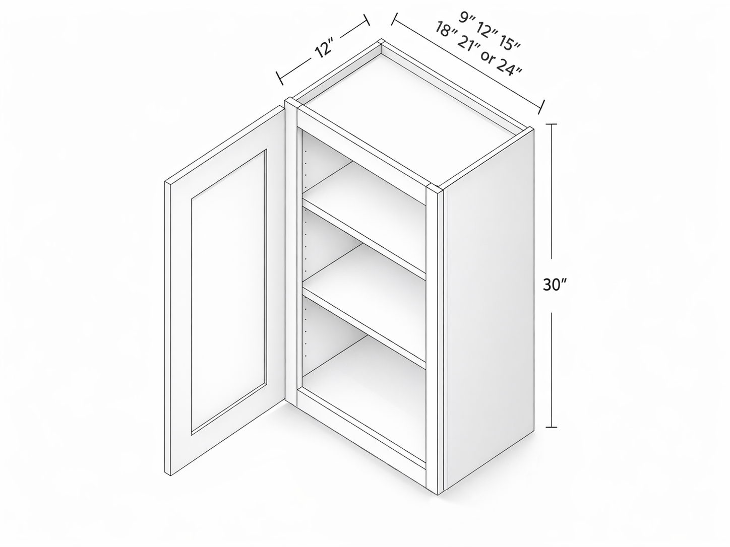30" HEIGHT ONE DOOR - TWO SHELVES