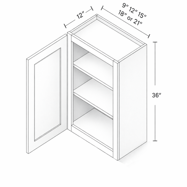 36" HEIGHT ONE DOOR - TWO SHELVES