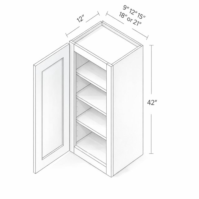 42" HEIGHT ONE DOOR - THREE SHELVES