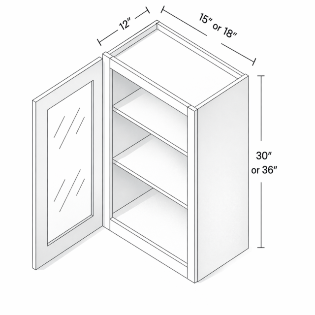 GLASS DOOR - ONE DOOR - TWO SHELVES