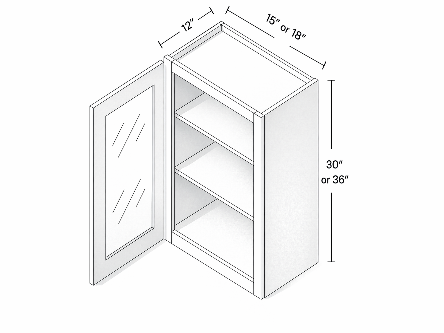 GLASS DOOR - ONE DOOR - TWO SHELVES