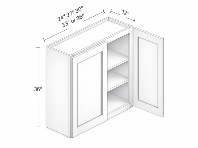 ARMOIRE MURALE DE 36 PO DE HAUTEUR - DEUX PORTES - DEUX ETAGERES