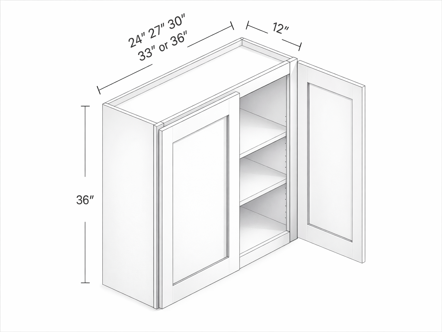 36" HEIGHT TWO DOORS - TWO SHELVES