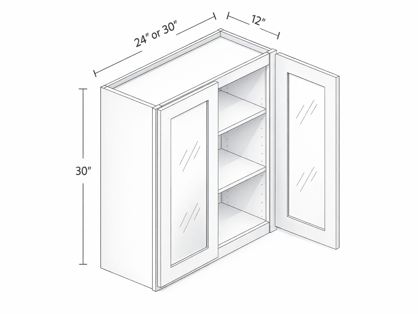 30 PO DE HAUTEUR DEUX PORTES - DEUX TABLETTES