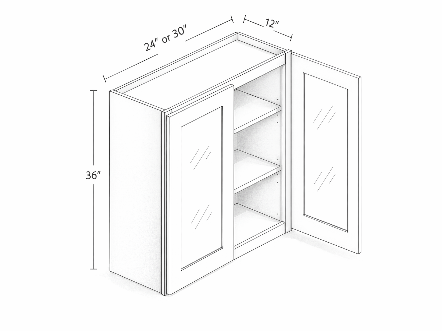 36" HEIGHT TWO DOORS - TWO SHELVES