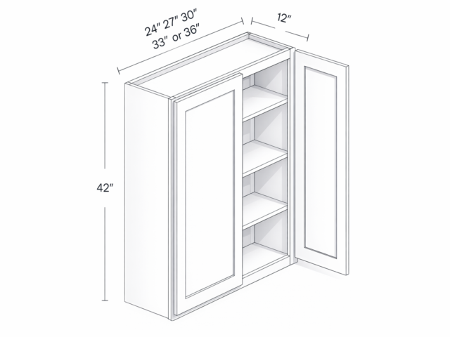 ARMOIRE MURALE DE 42 PO DE HAUTEUR - DEUX PORTES - TROIS ETAGERES
