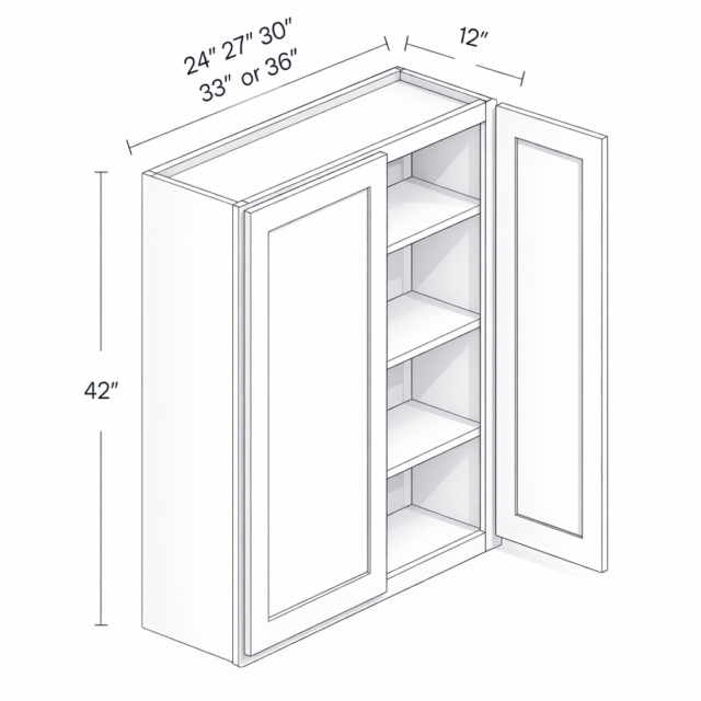 42" HEIGHT TWO DOORS - THREE SHELVES