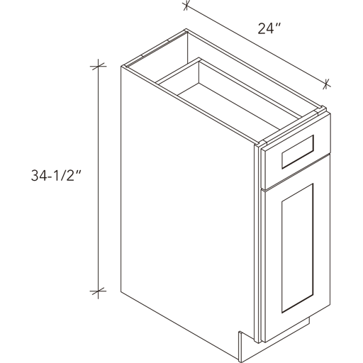 Base Cabinet B12''×H34 1/2''×D23 7/8'' & 1 Door& 1 Shelve