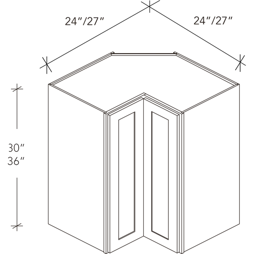Top Lazy Susan 1 Bi-Folding Door W24''×H30''×D11 7/8''2 shelves