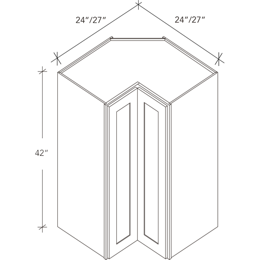 Top Lazy Susan 1 Bi-Folding Door 3 shelves W24''H42''D24''