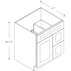 30'' Vanity, 2 x 12"W DrCOers(Left),1 Door 18"W