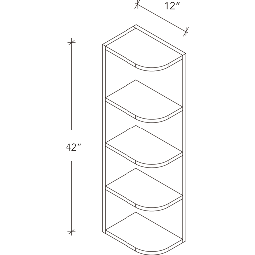 Wall End Shelves W9''H42'' 3fixed shelves