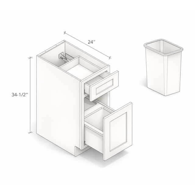 WASTE BIN BASE CABINET WITH ONE DOOR AND ONE DRAWER