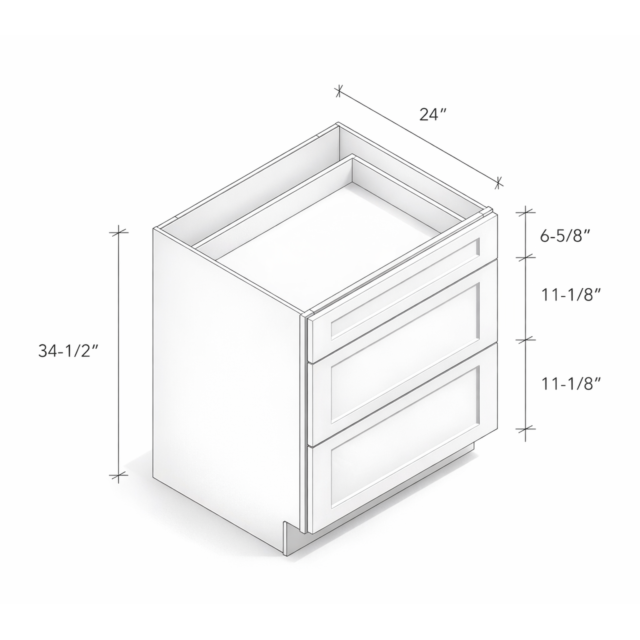 BASE CABINET WITH ONE SMALL DRAWER AND TWO LARGE DRAWERS