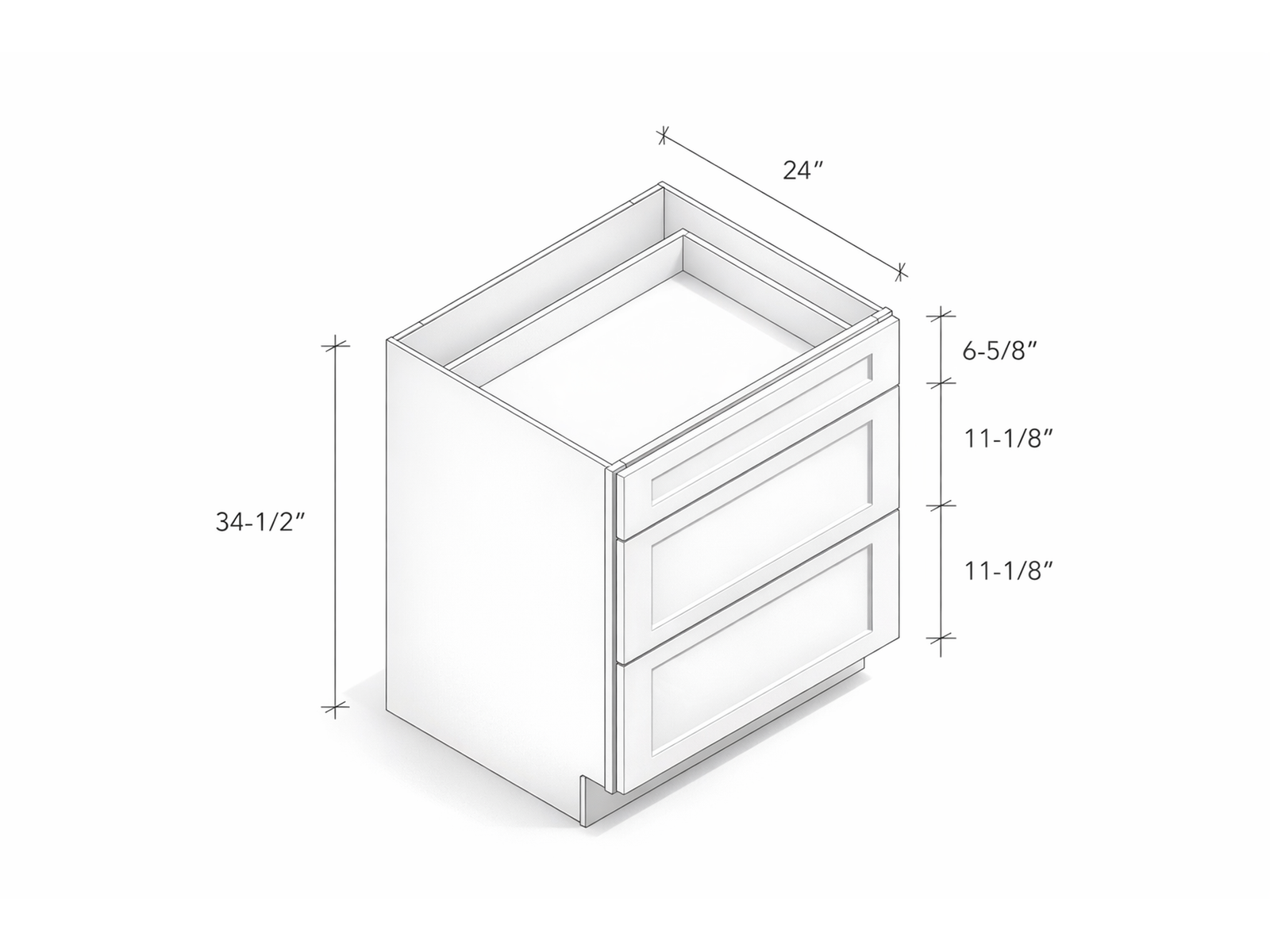 BASE CABINET WITH ONE SMALL DRAWER AND TWO LARGE DRAWERS