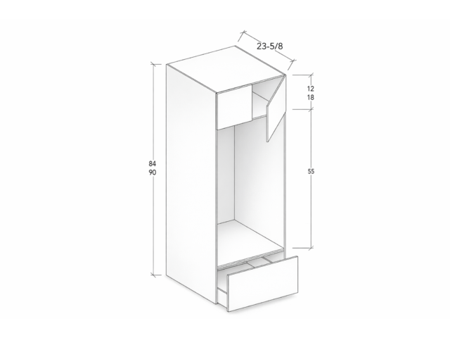 84"-90" HIGH OVEN PANTRY WITH TWO DOORS AND ONE DRAWER