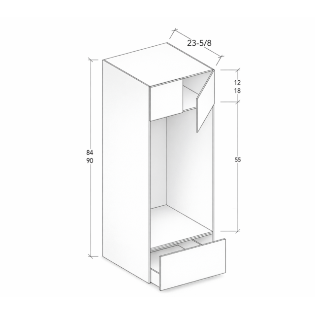 84"-90" HIGH OVEN PANTRY WITH TWO DOORS AND ONE DRAWER