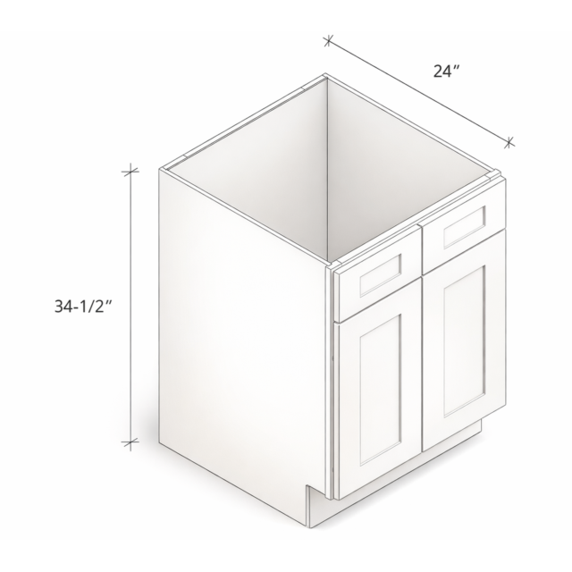 TWO FIXED FAKE DRAWER SINK BASE CABINET