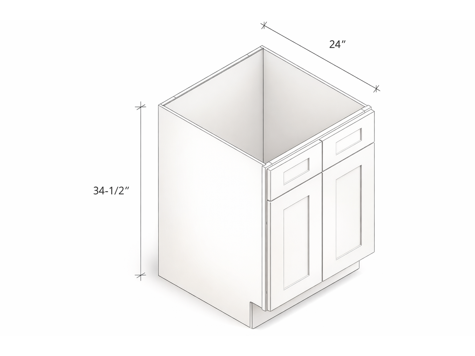 TWO FIXED FAKE DRAWER SINK BASE CABINET