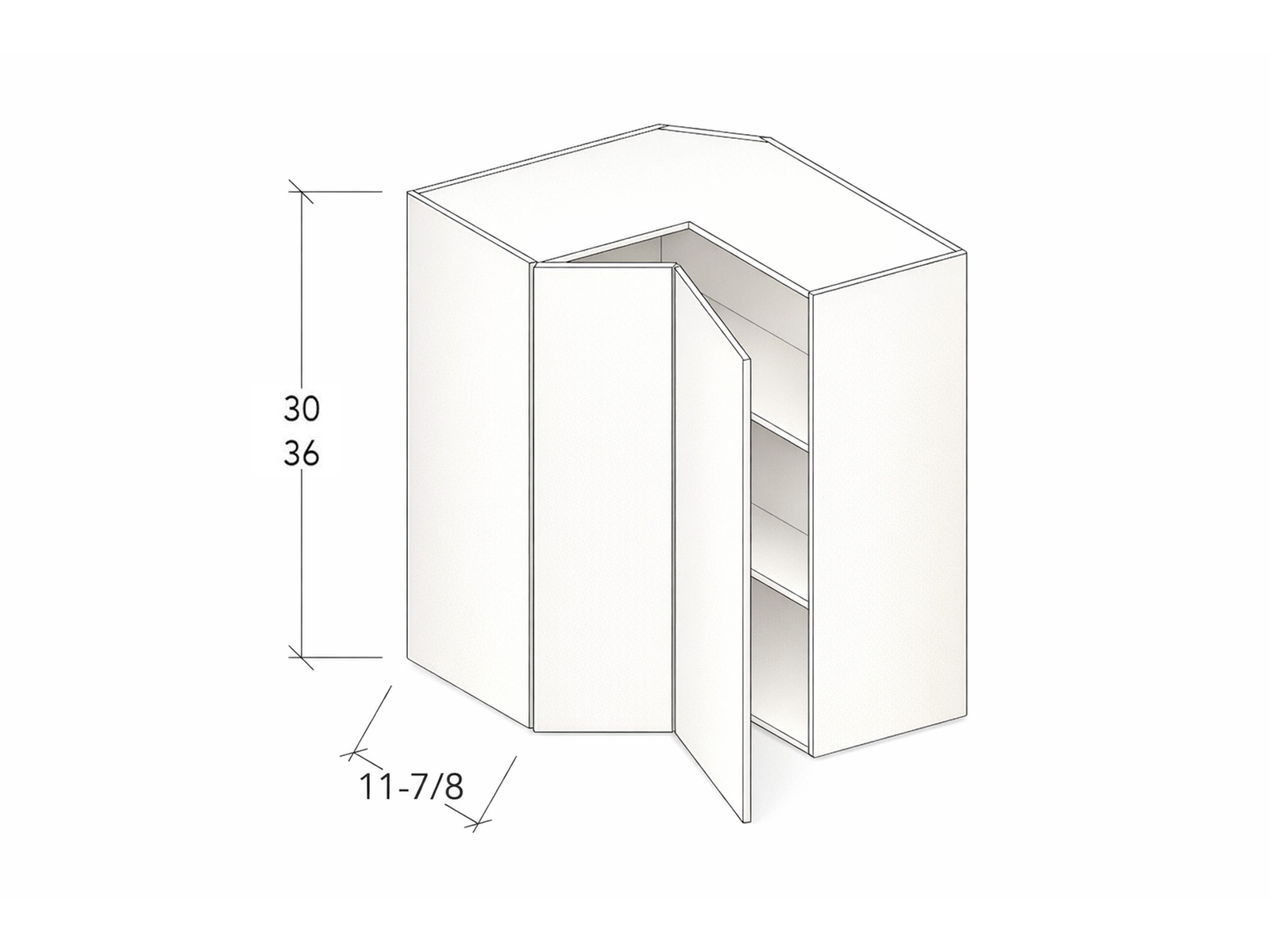30"-36" HIGH CORNER WALL CABINET