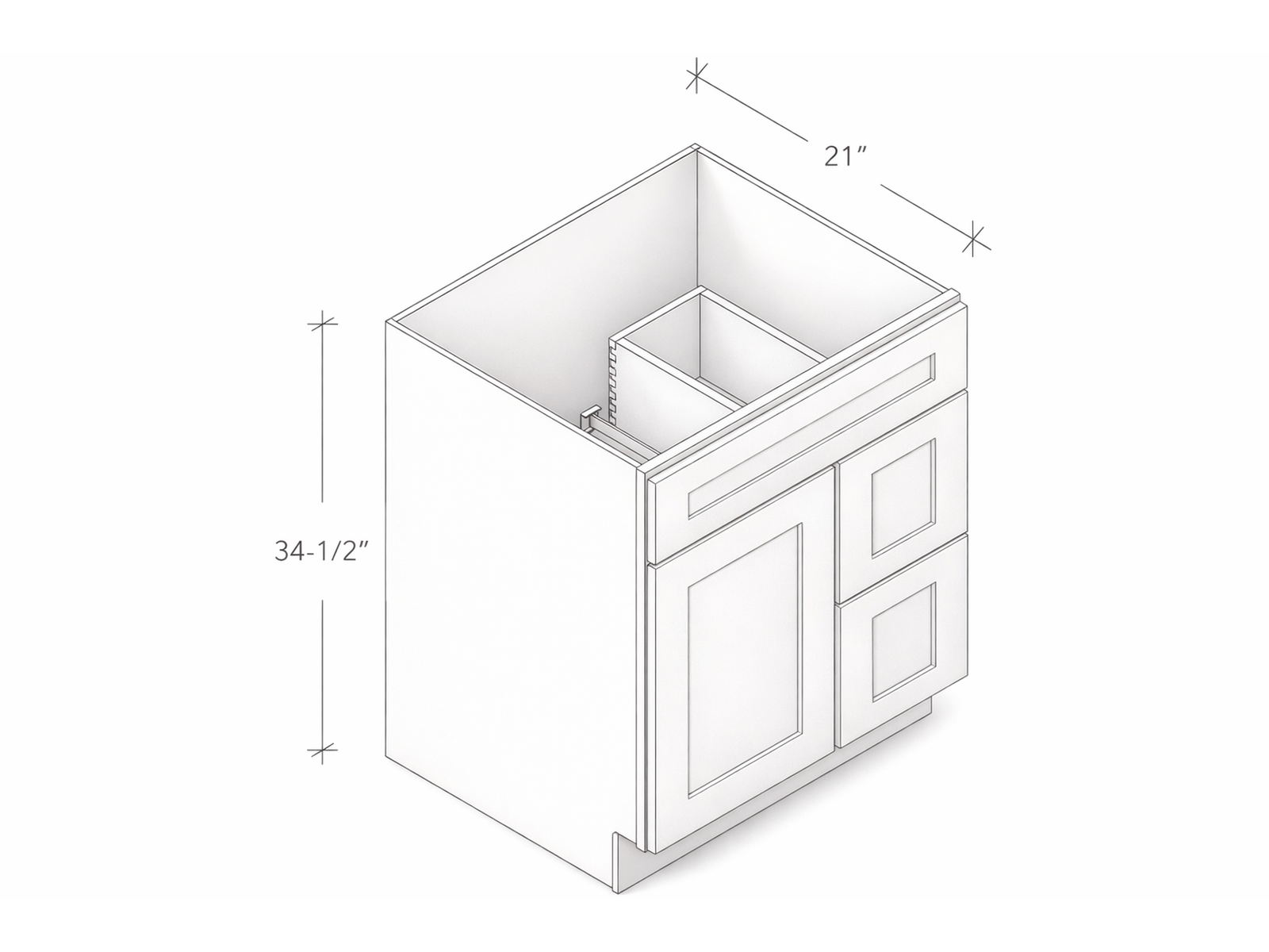VANITY CABINET WITH ONE DOOR AND TWO DRAWERS