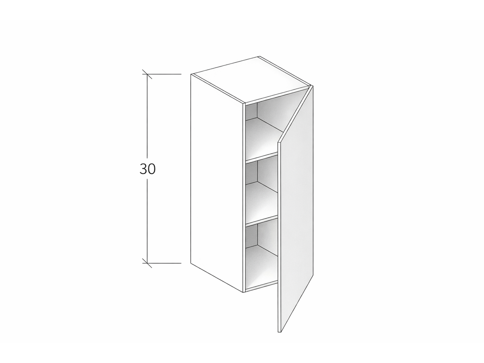 30"-36" HIGH WALL CABINET WITH ONE DOOR
