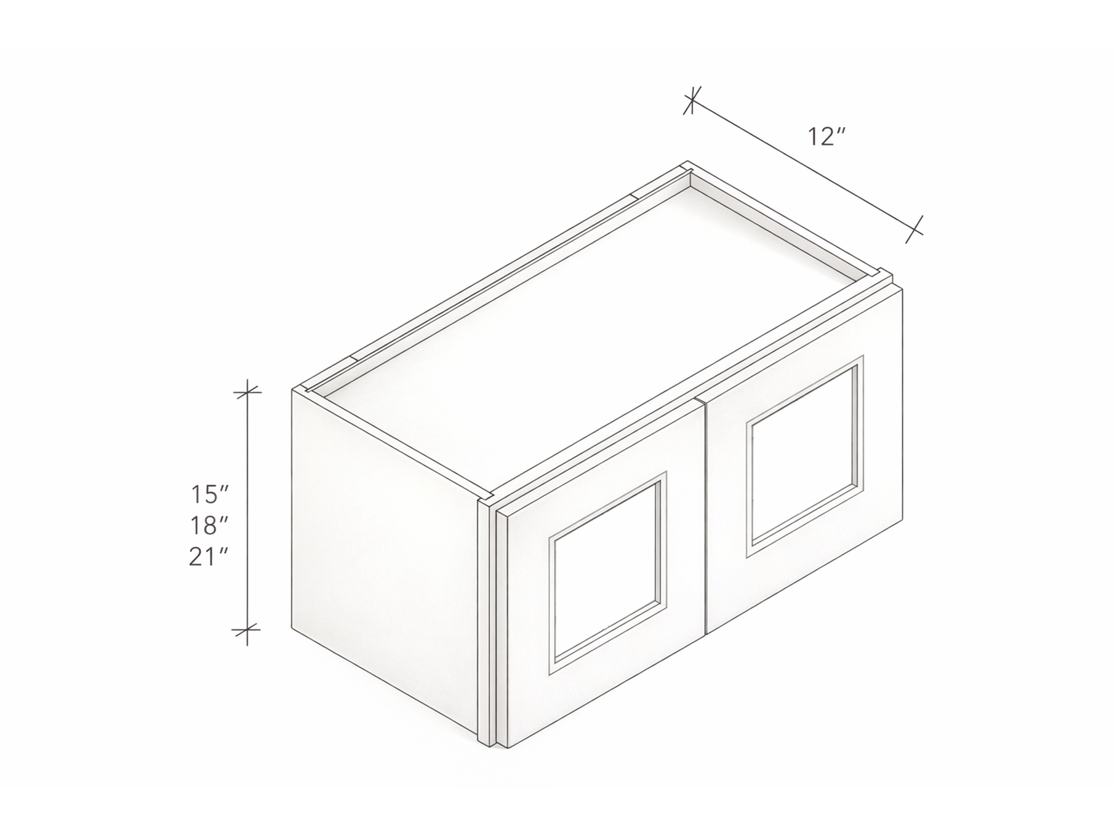 15"/18"/21" HIGH WALL CABINET WITH TWO DOORS AND NO SHELF
