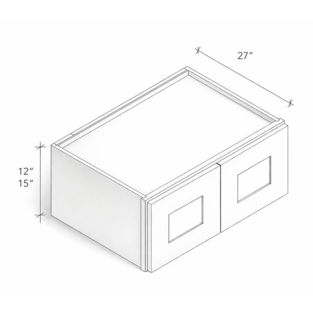 12"/15" HIGH REFRIGERATOR WALL CABINET WITH TWO DOORS AND NO SHELF