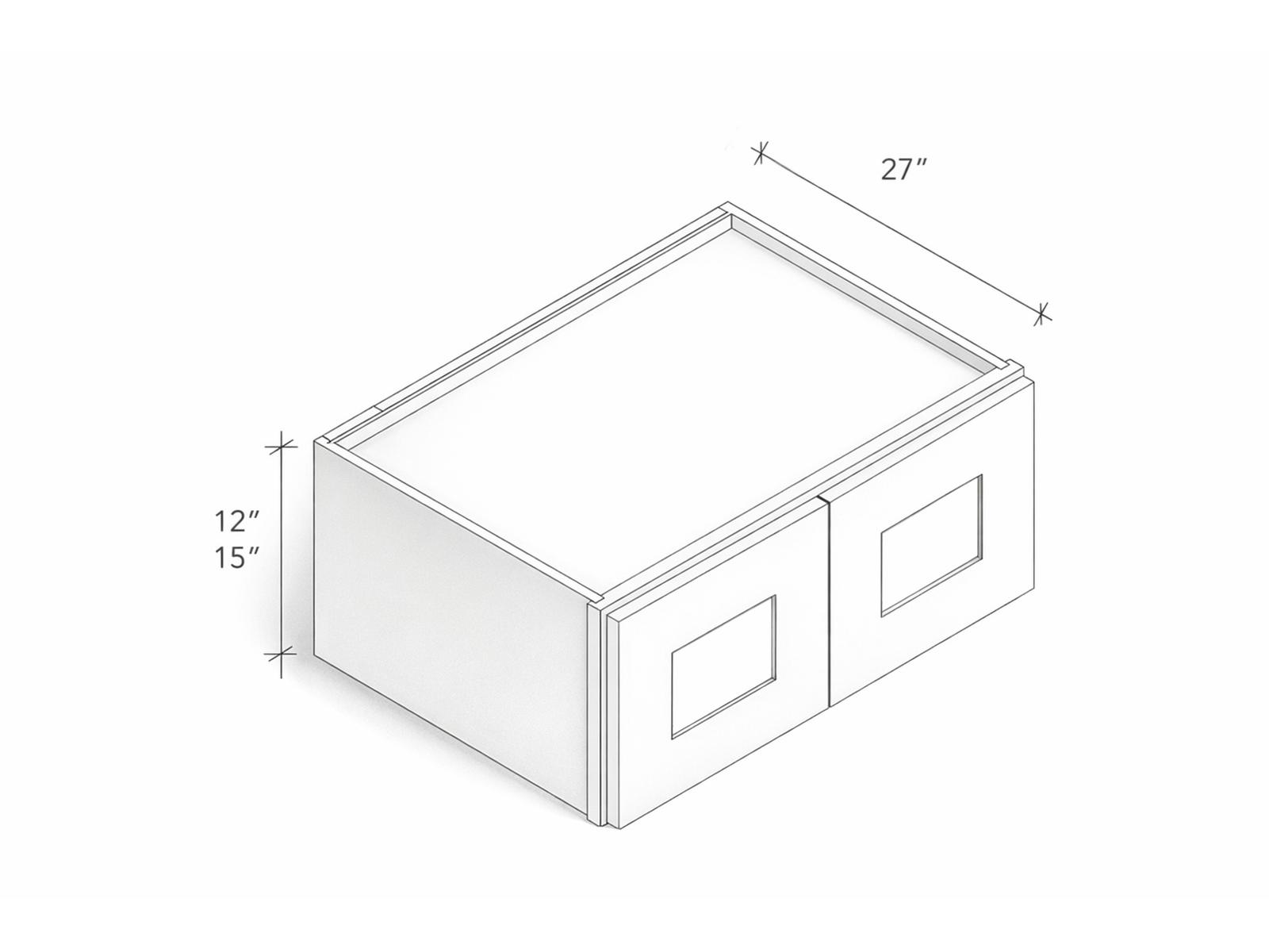 12"/15" HIGH REFRIGERATOR WALL CABINET WITH TWO DOORS AND NO SHELF