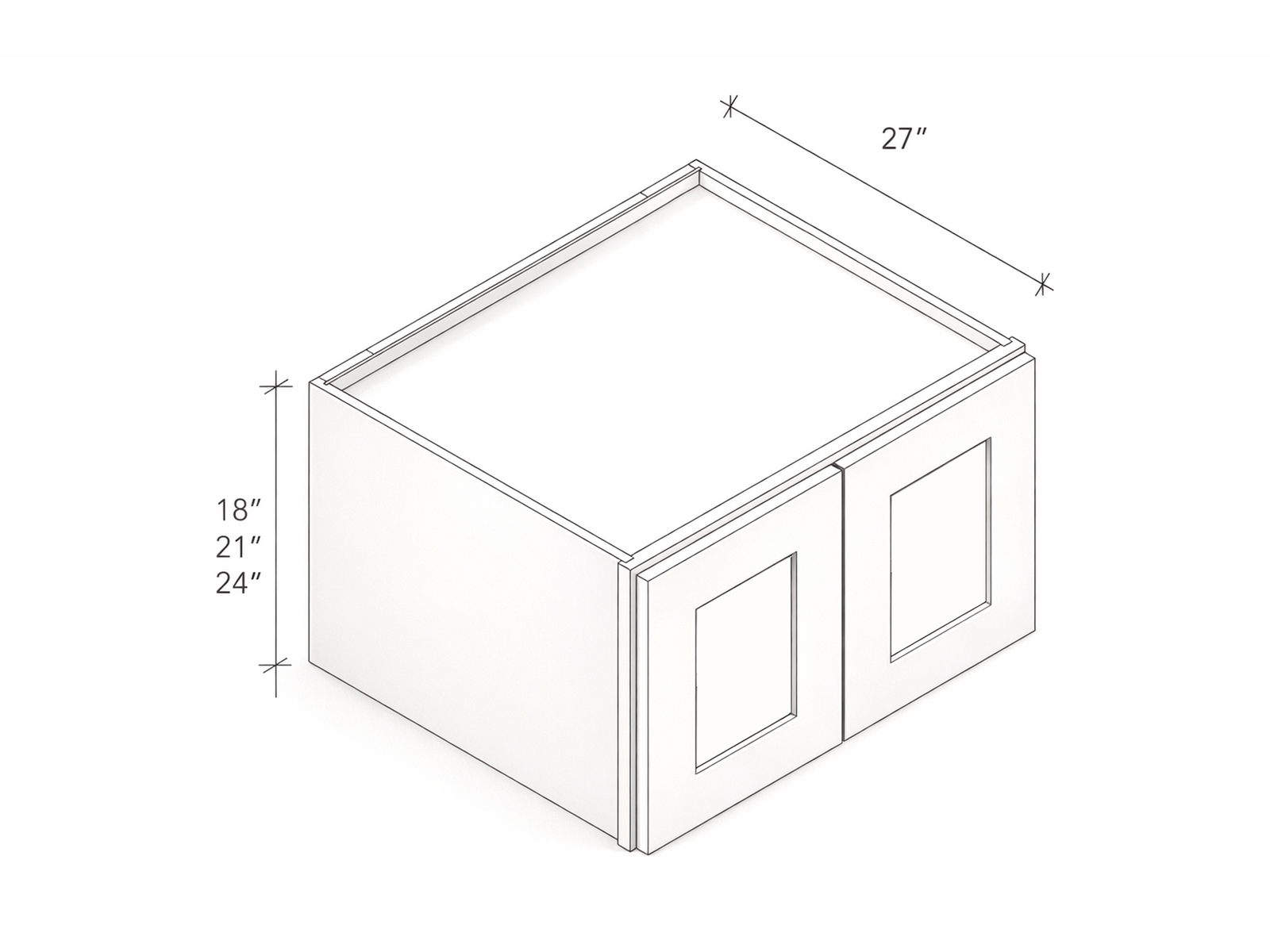 18"/21"/24" HIGH REFRIGERATOR WALL CABINET WITH TWO DOORS AND ONE SHELF
