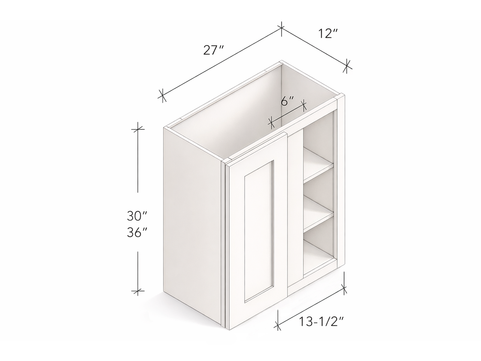 30"/36" HIGH WALL BLIND CORNER CABINET WITH ONE DOOR