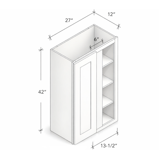 42" HIGH WALL BLIND CORNER CABINET WITH ONE DOOR