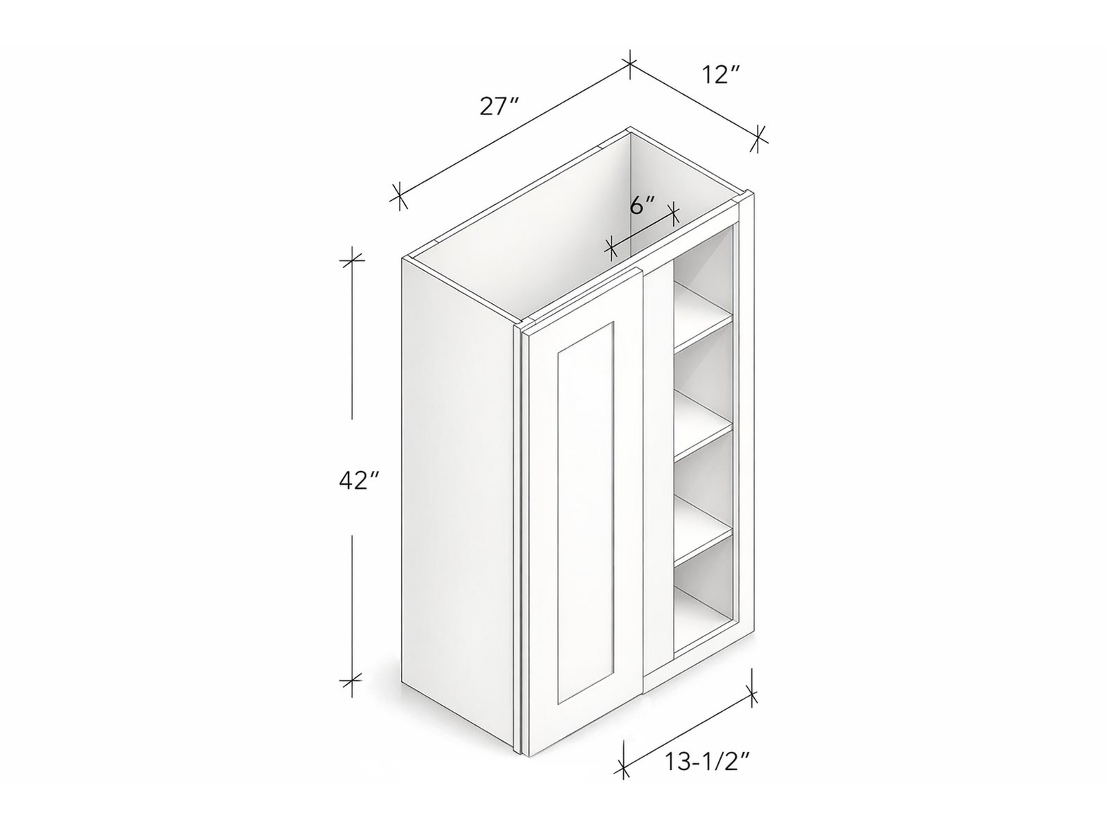 42" HIGH WALL BLIND CORNER CABINET WITH ONE DOOR