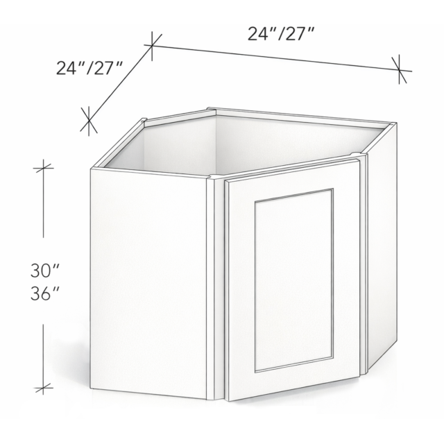 30"/36" HIGH WALL DIAGONAL CORNER CABINET WITH ONE DOOR