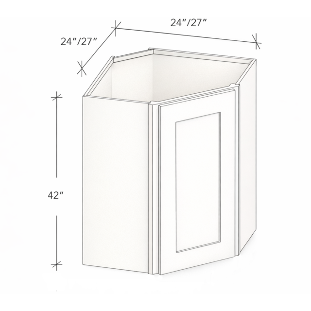 42" HIGH WALL DIAGONAL CORNER CABINET WITH ONE DOOR