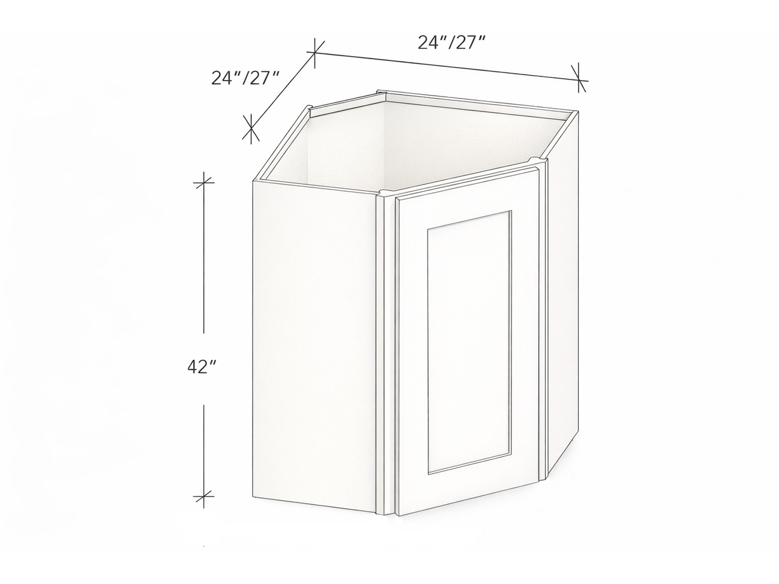 42" HIGH WALL DIAGONAL CORNER CABINET WITH ONE DOOR