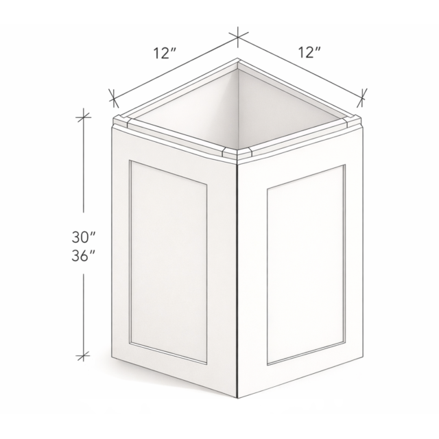 30"/36" HIGH WALL END CORNER CABINET WITH TWO DOOR