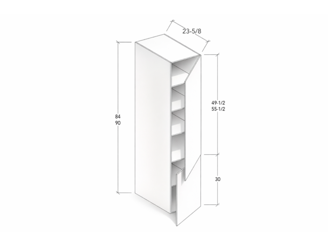 84"-90" HIGH PANTRY WITH TWO DOORS AND FIVE SHELVES