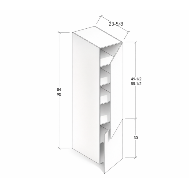 84"-90" HIGH PANTRY WITH TWO DOORS AND FIVE SHELVES