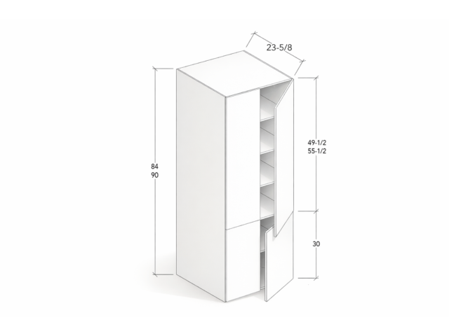 84"-90" HIGH PANTRY WITH FOUR DOORS AND FIVE SHELVES
